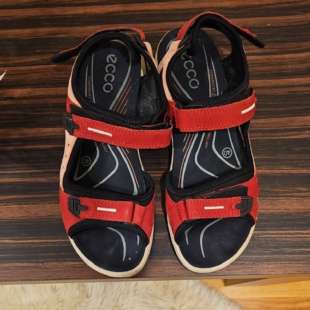 Ecco Red and Black Women's Sandals